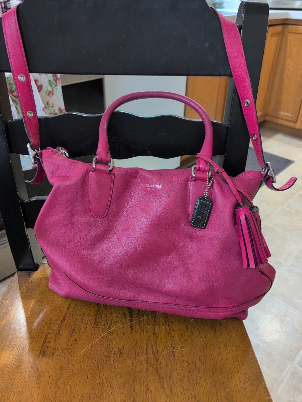 Coach Legacy Molly East West Leather Satchel Red Tassel Shoulder Bag